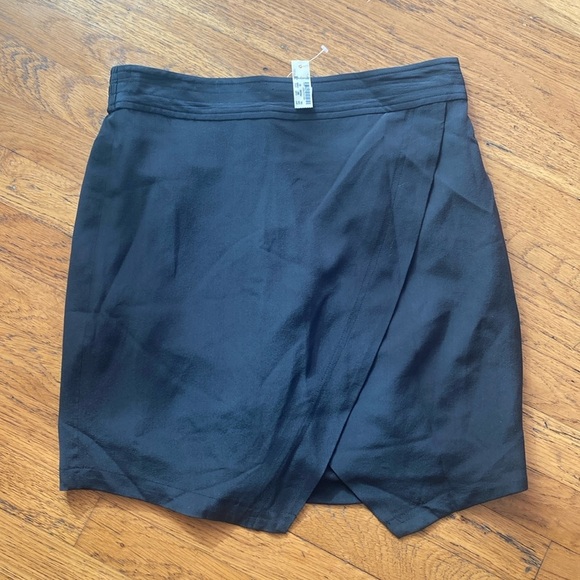 NWT Madewell Parkway Silk Wrap Black Mini Skirt size XS - Picture 3 of 13